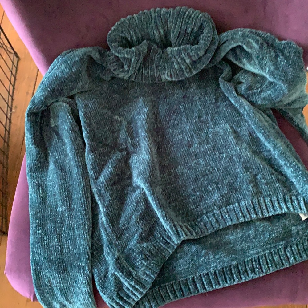 Teal TIME AND TRUE Cowl Neck Sweater